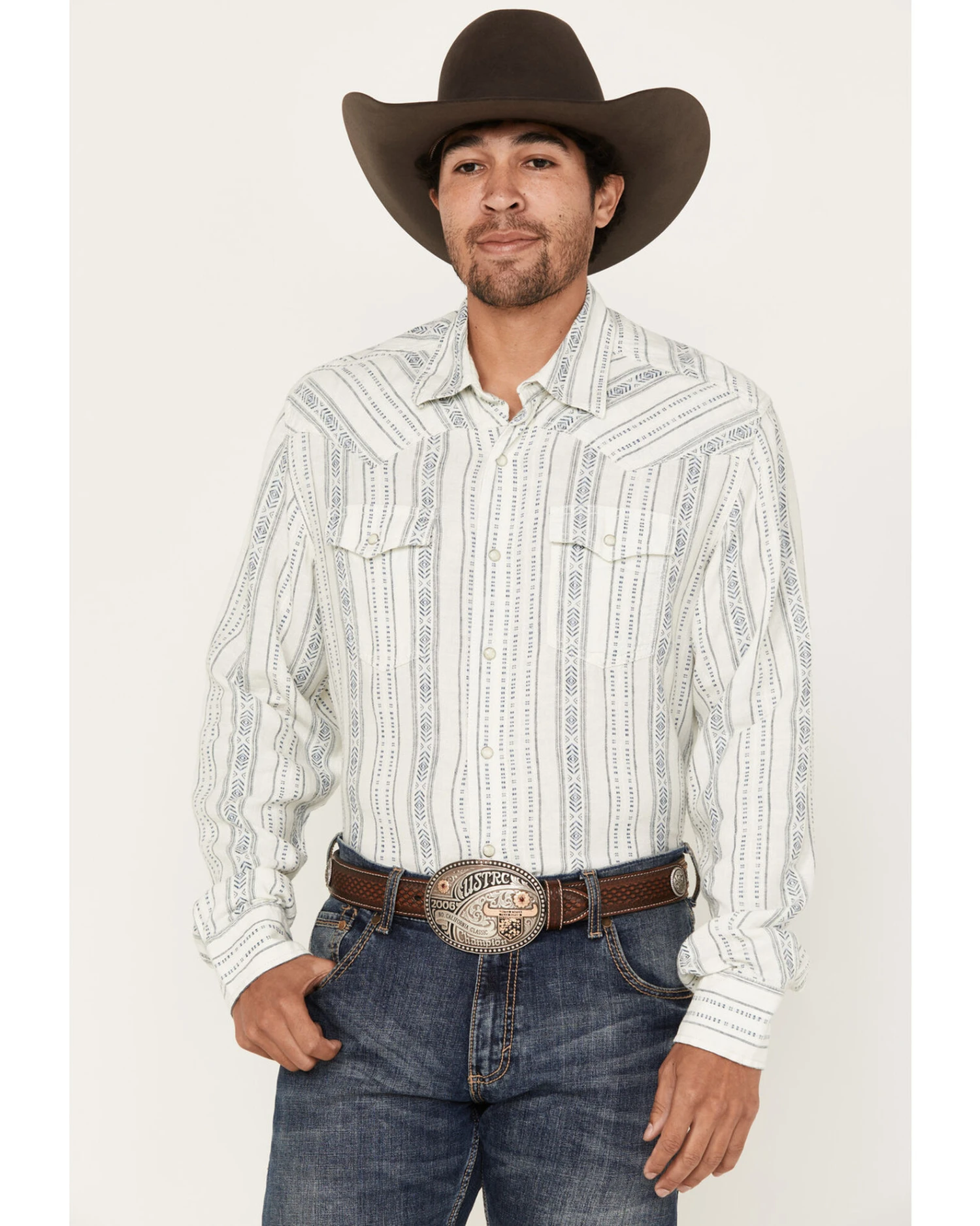 Wrangler Retro Men's Premium Southwestern Striped Long Sleeve Snap Western Shirt 6 Wrangler Retro Men's Premium Southwestern Striped Long Sleeve Snap Western Shirt - Image 4