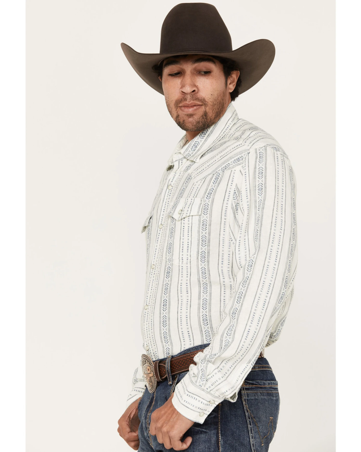 Wrangler Retro Men's Premium Southwestern Striped Long Sleeve Snap Western Shirt 4 Wrangler Retro Men's Premium Southwestern Striped Long Sleeve Snap Western Shirt - Image 2