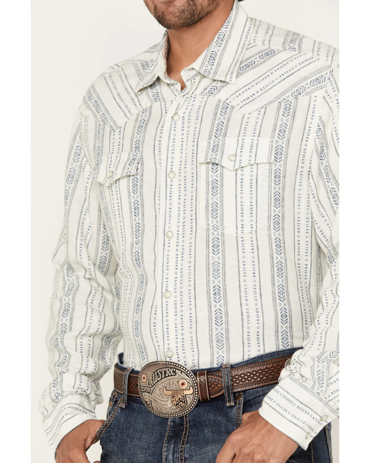 Wrangler Retro Men's Premium Southwestern Striped Long Sleeve Snap Western Shirt 3 Wrangler Retro Men's Premium Southwestern Striped Long Sleeve Snap Western Shirt