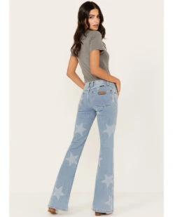 Wrangler Retro Women's Light Wash Mid Rise Star Print Mae Flare Jeans 8 Wrangler Retro Women's Light Wash Mid Rise Star Print Mae Flare Jeans -Western Cowboy Equipment Store 2000380198 400 P3