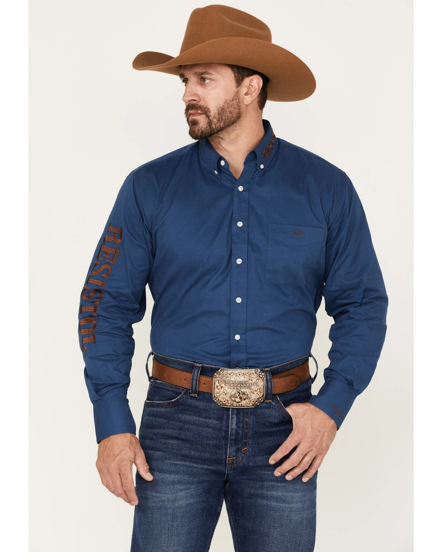 Resistol Men's Arrow Solid Logo Button Down Western Shirt 3 Resistol Men's Arrow Solid Logo Button Down Western Shirt