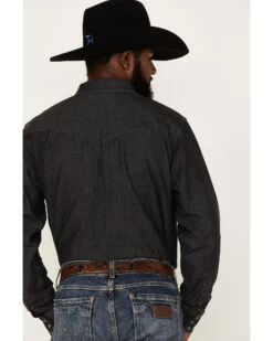 Blue Ranchwear Men's Long Sleeve Denim Western Snap Shirt 9 Blue Ranchwear Men's Long Sleeve Denim Western Snap Shirt -Western Cowboy Equipment Store 2000380500 001 P4