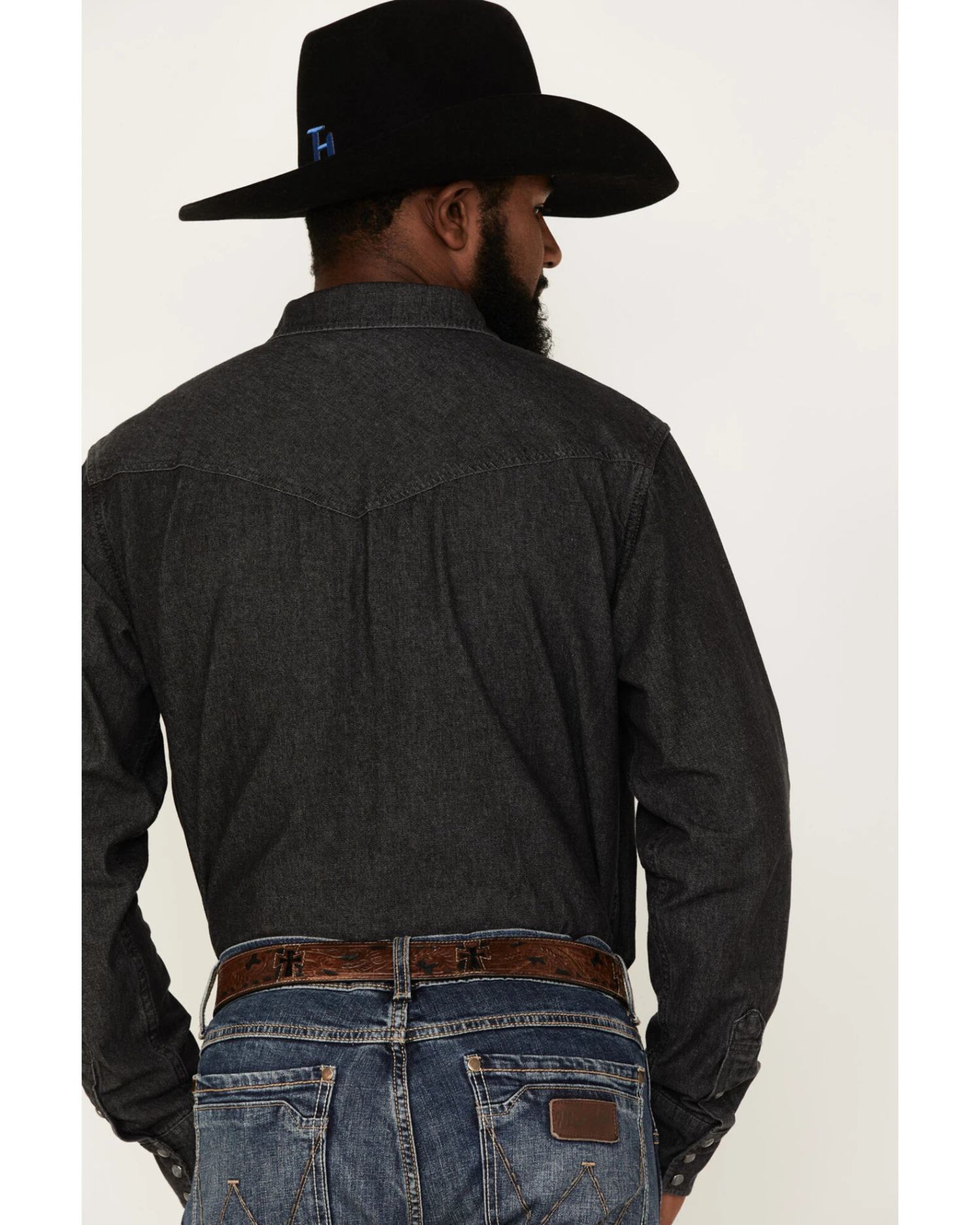 Blue Ranchwear Men's Long Sleeve Denim Western Snap Shirt 6 Blue Ranchwear Men's Long Sleeve Denim Western Snap Shirt - Image 4
