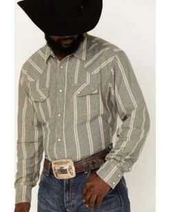 Blue Ranchwear Men's Striped Long Sleeve Pearl Snap Work Shirt 8 Blue Ranchwear Men's Striped Long Sleeve Pearl Snap Work Shirt -Western Cowboy Equipment Store 2000380503 295 P2