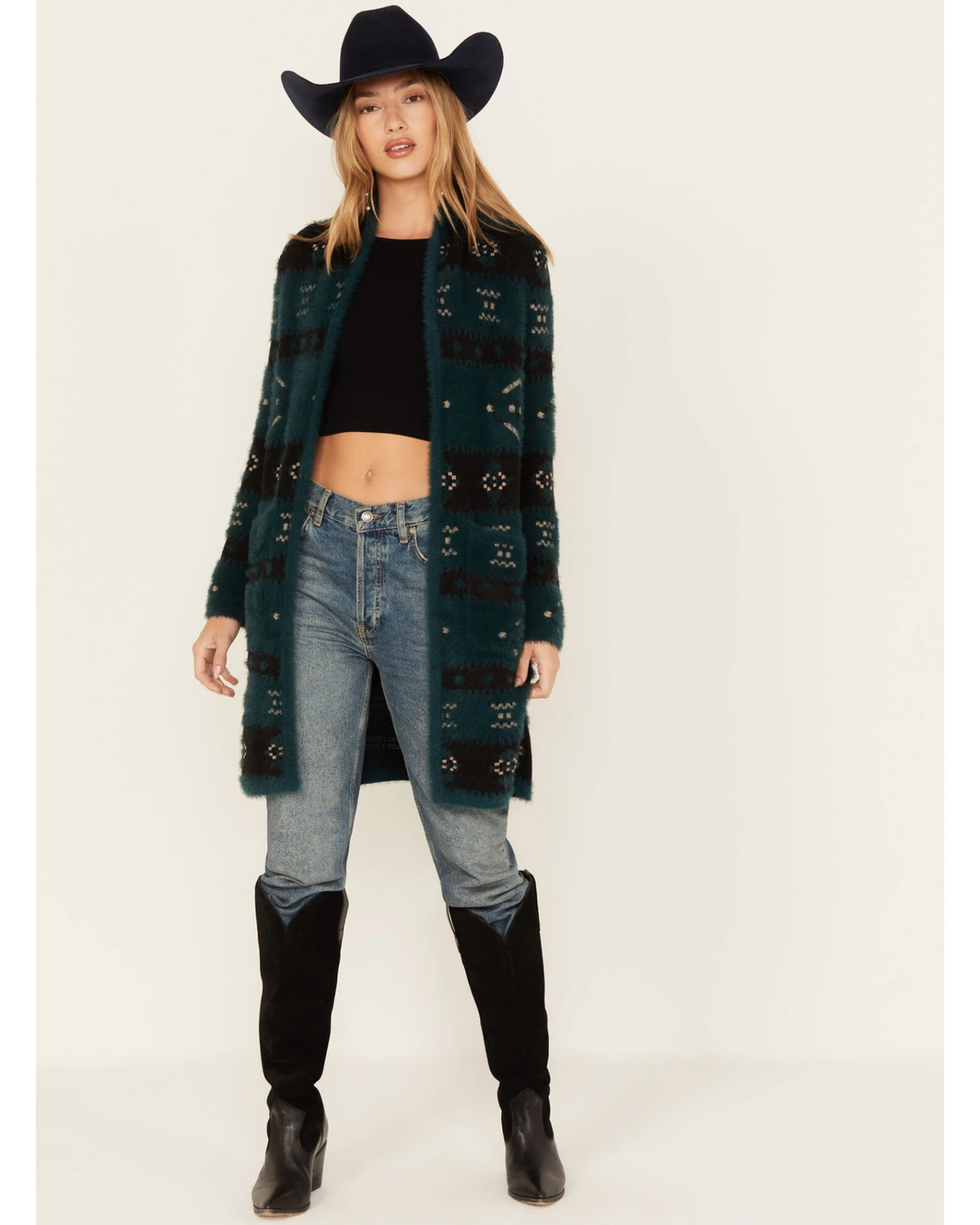 Shyanne Women's Southwestern Eyelash Knit Cardigan 3 Shyanne Women's Southwestern Eyelash Knit Cardigan