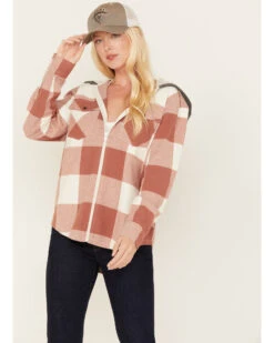 Cleo + Wolf Women's Buffalor Plaid Print Hooded Flannel Shirt 8 Cleo + Wolf Women's Buffalor Plaid Print Hooded Flannel Shirt -Western Cowboy Equipment Store 2000380772 200 P1