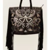 Shyanne Women's Velvet Embroidered Beaded & Fringe Tote Handbag