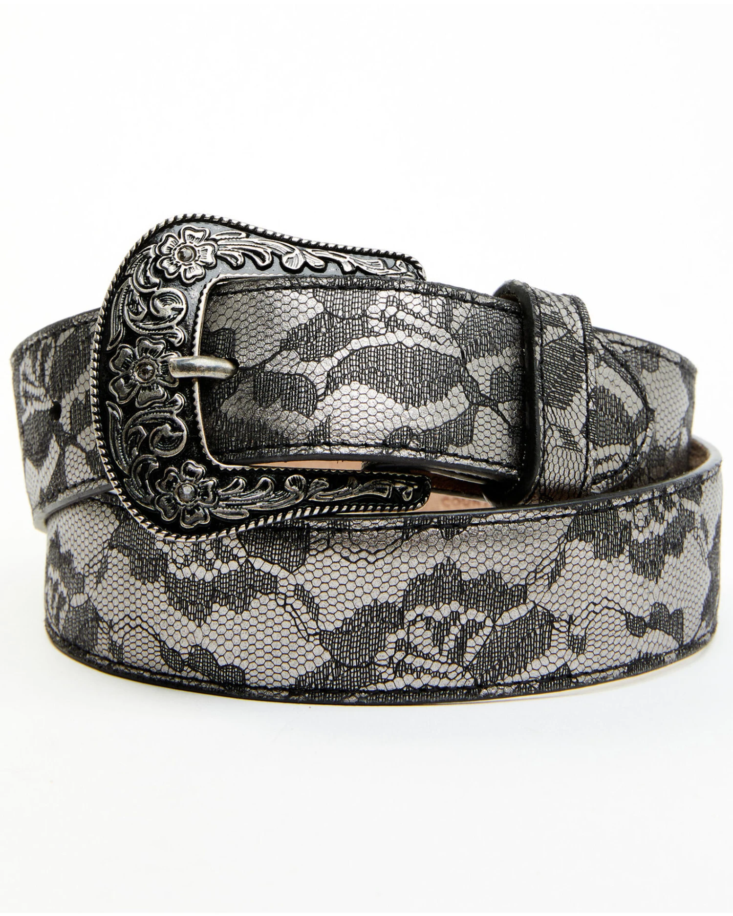 Shyanne Women's Silver Floral Lace Belt 4 Shyanne Women's Silver Floral Lace Belt - Image 2