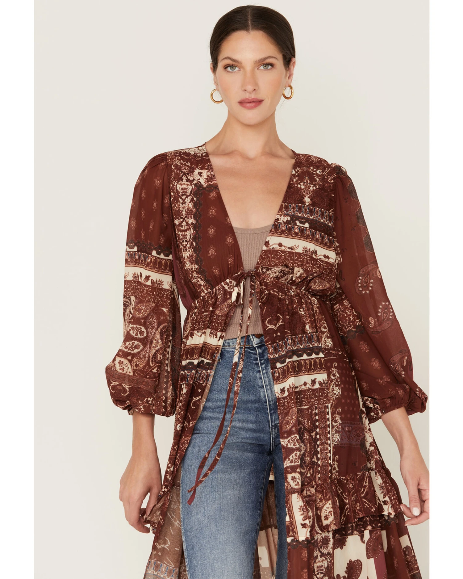 Flying Tomato Women's Floral Print Patchwork Duster Dress 5 Flying Tomato Women's Floral Print Patchwork Duster Dress - Image 3