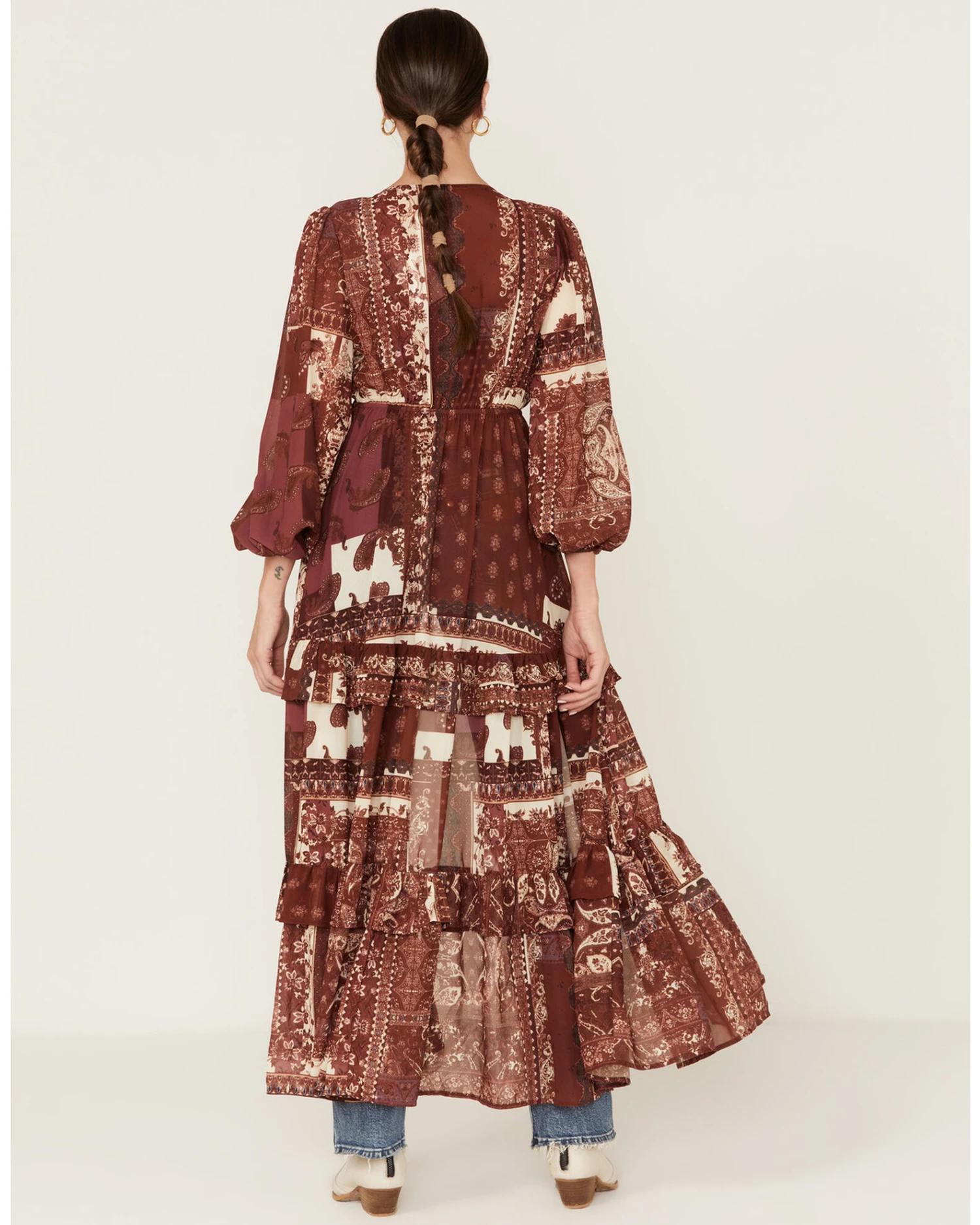 Flying Tomato Women's Floral Print Patchwork Duster Dress 6 Flying Tomato Women's Floral Print Patchwork Duster Dress - Image 4