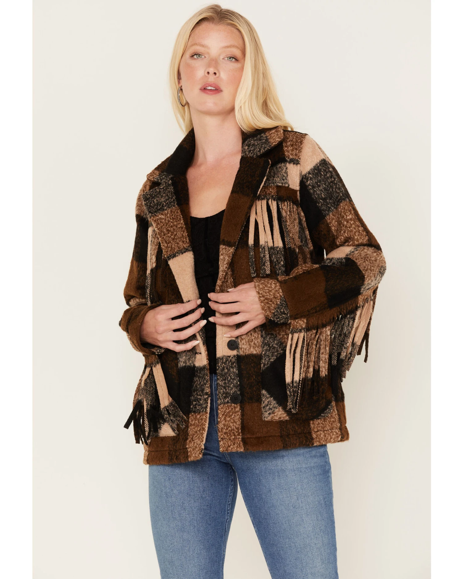 Idyllwind Women's Maryville Plaid Print Fringe Jacket 5 Idyllwind Women's Maryville Plaid Print Fringe Jacket - Image 3
