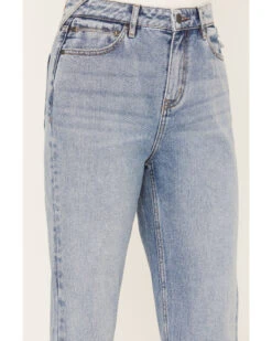 Cleo + Wolf Women's Medium Wash Short Straight Cuffed Jeans
