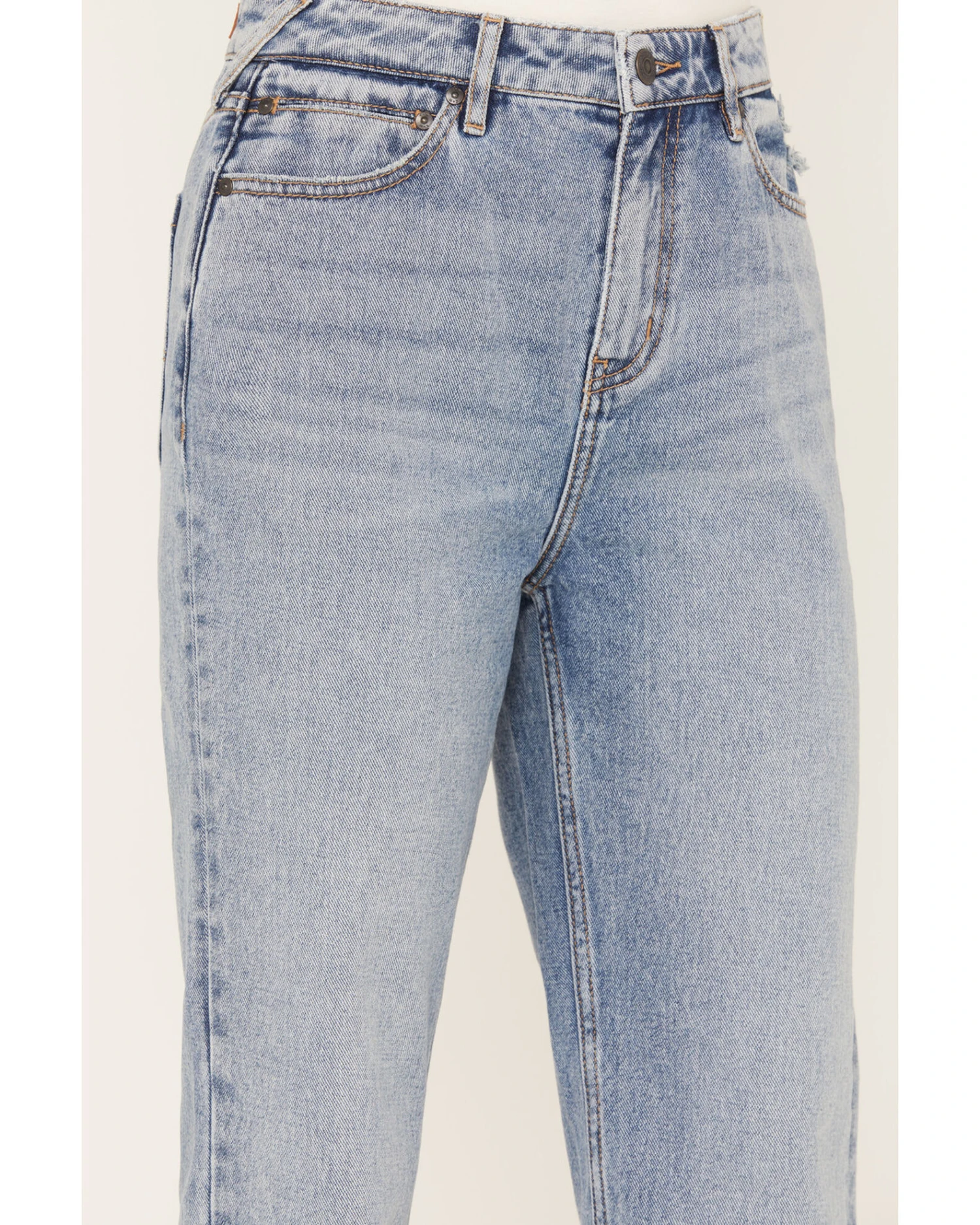 Cleo + Wolf Women's Medium Wash Short Straight Cuffed Jeans 3 Cleo + Wolf Women's Medium Wash Short Straight Cuffed Jeans