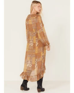 Beyond The Radar Women's Multi Patchwork Ruffle Dress