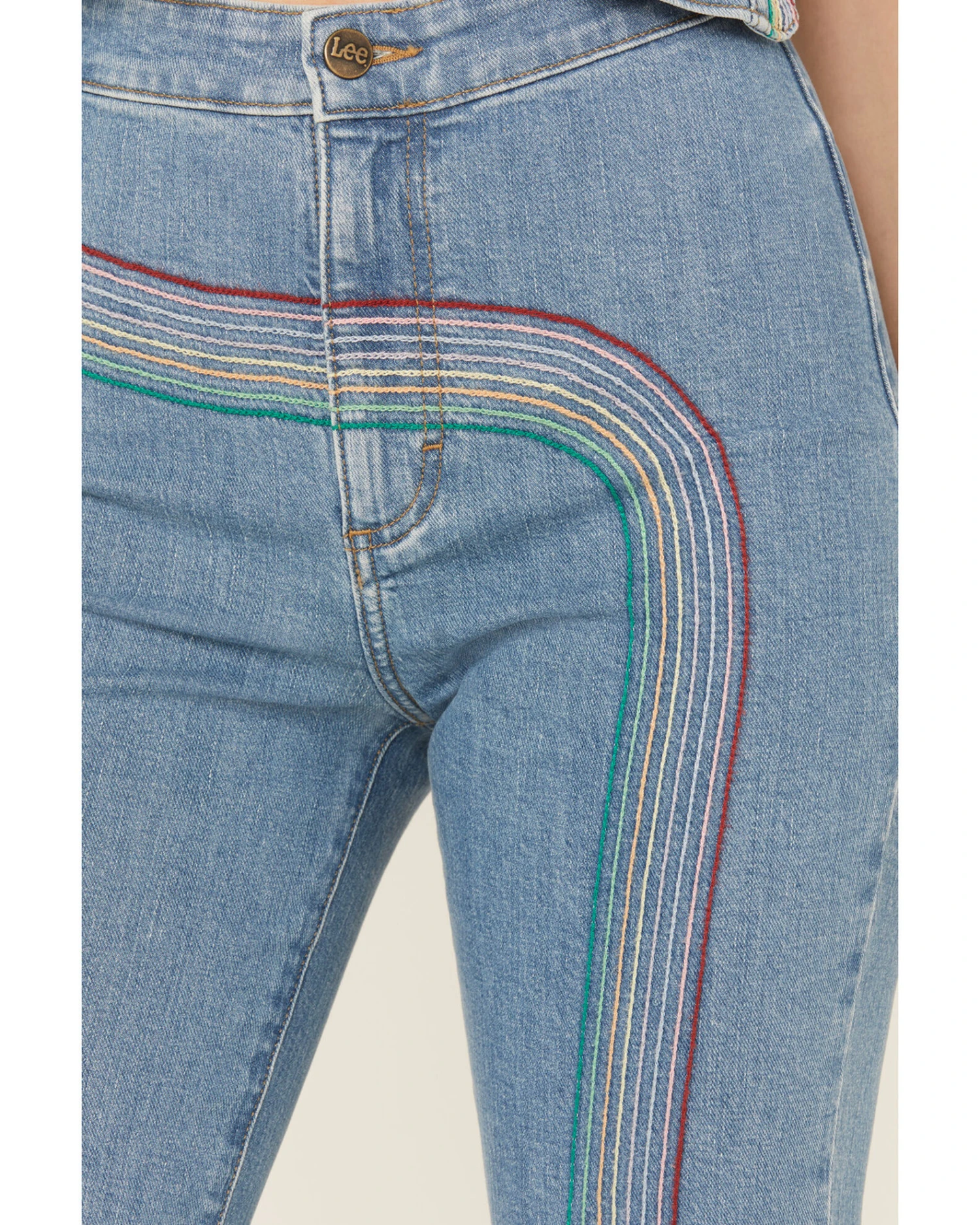 Lee Women's Light Wash High Rise Rainbow Super Flare Jeans 5 Lee Women's Light Wash High Rise Rainbow Super Flare Jeans - Image 3