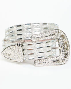 Wonderwest Women's Silver Glass Rhinestone Belt