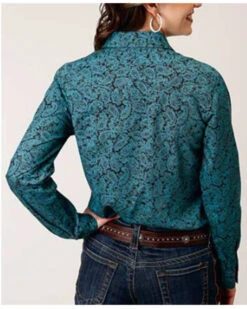 Roper Women's Paisley Print Long Sleeve Pearl Snap Western Shirt 5 Roper Women's Paisley Print Long Sleeve Pearl Snap Western Shirt -Western Cowboy Equipment Store 2000382557 442 P2