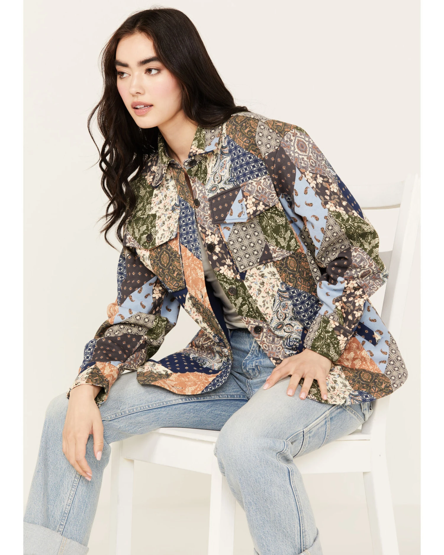 Cleo + Wolf Women's Patchwork Printed Shacket 4 Cleo + Wolf Women's Patchwork Printed Shacket - Image 2