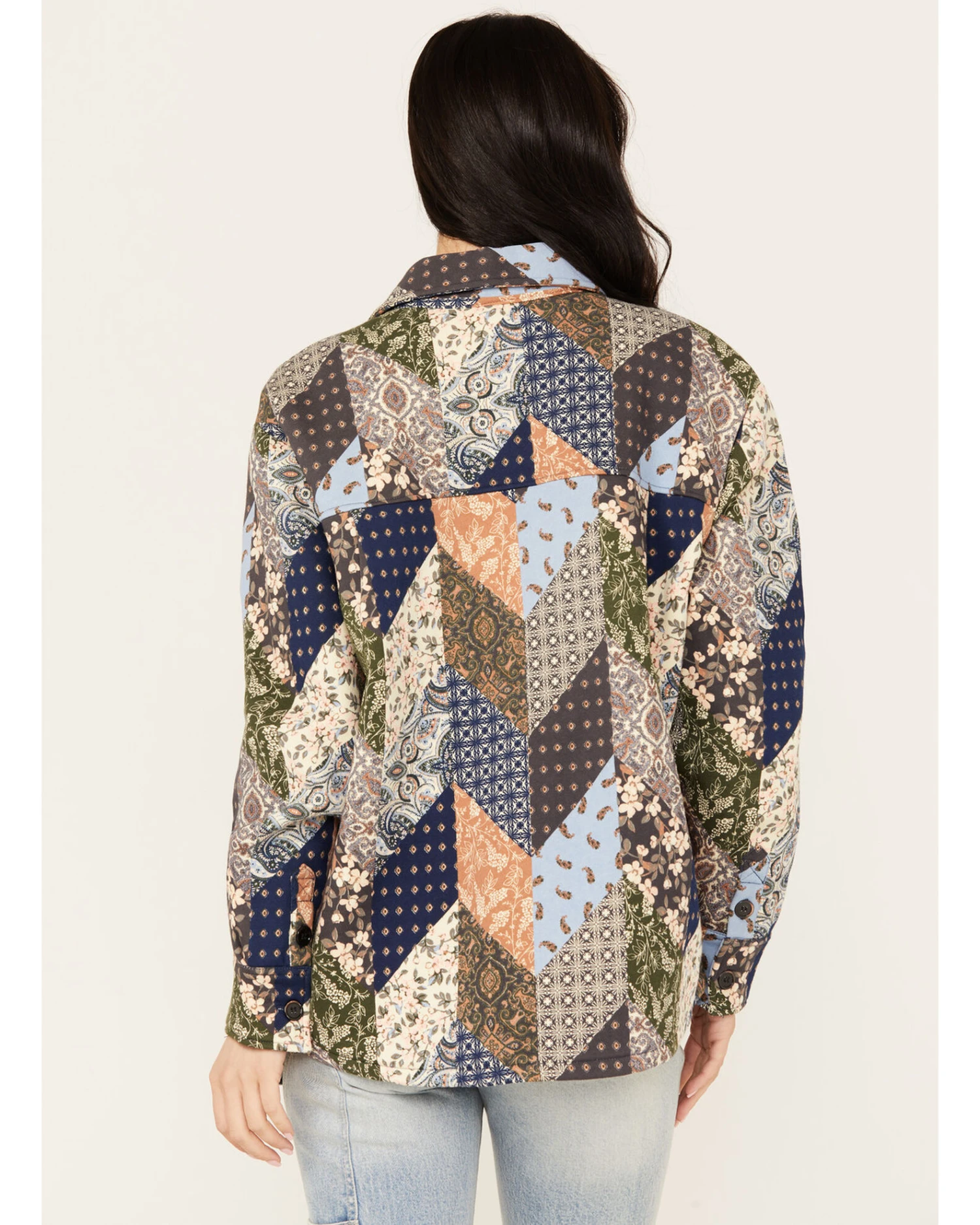 Cleo + Wolf Women's Patchwork Printed Shacket 6 Cleo + Wolf Women's Patchwork Printed Shacket - Image 4