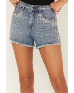 Idyllwind Women's Shiloh Drive Light Wash High Rise Rhinestone Studded Shorts