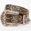 Shyanne Brown Snake Print Rhinestone Studded Bling Belt