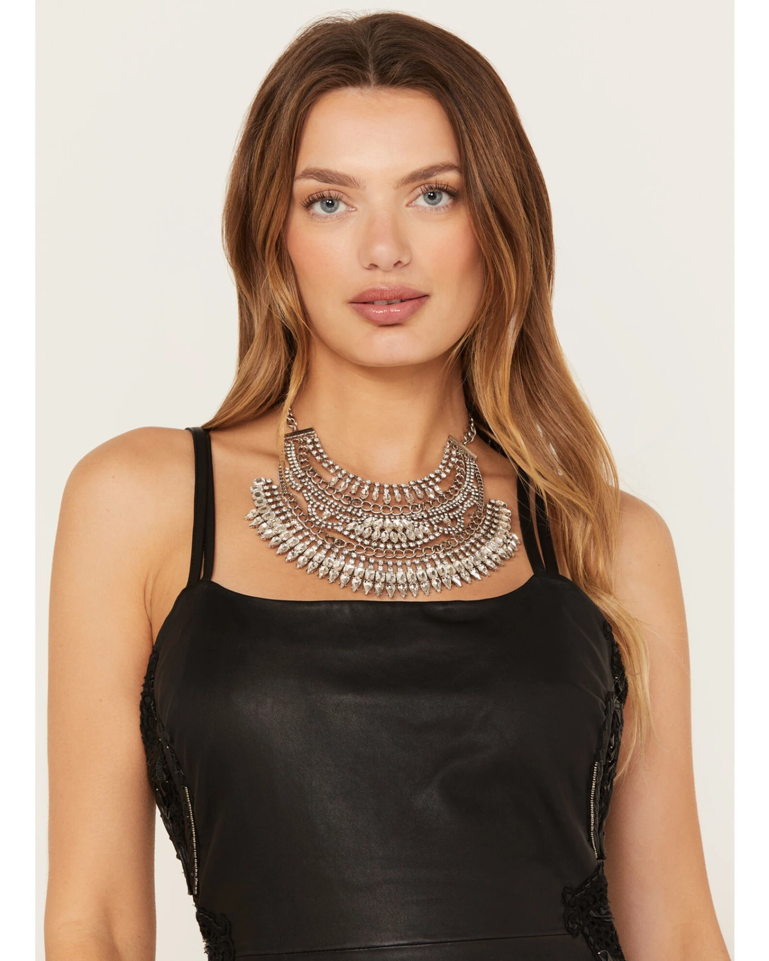 Wonderwest Women's Silver Statement Bib Necklace 4 Wonderwest Women's Silver Statement Bib Necklace - Image 2