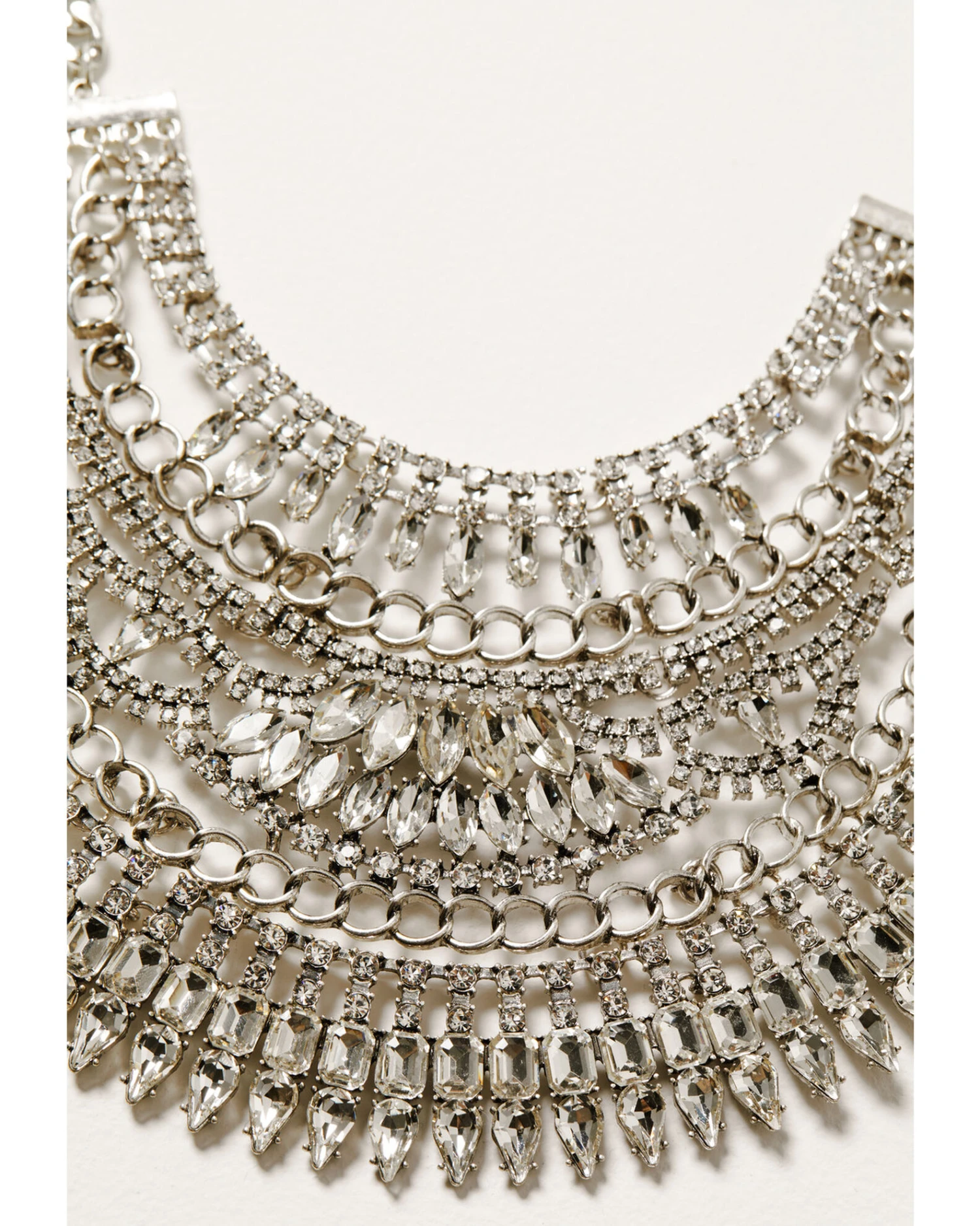 Wonderwest Women's Silver Statement Bib Necklace 5 Wonderwest Women's Silver Statement Bib Necklace - Image 3