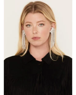 Wonderwest Women's Rhinestone Fringe Ear Crawler Earrings 7 Wonderwest Women's Rhinestone Fringe Ear Crawler Earrings -Western Cowboy Equipment Store 2000383402 040 P1