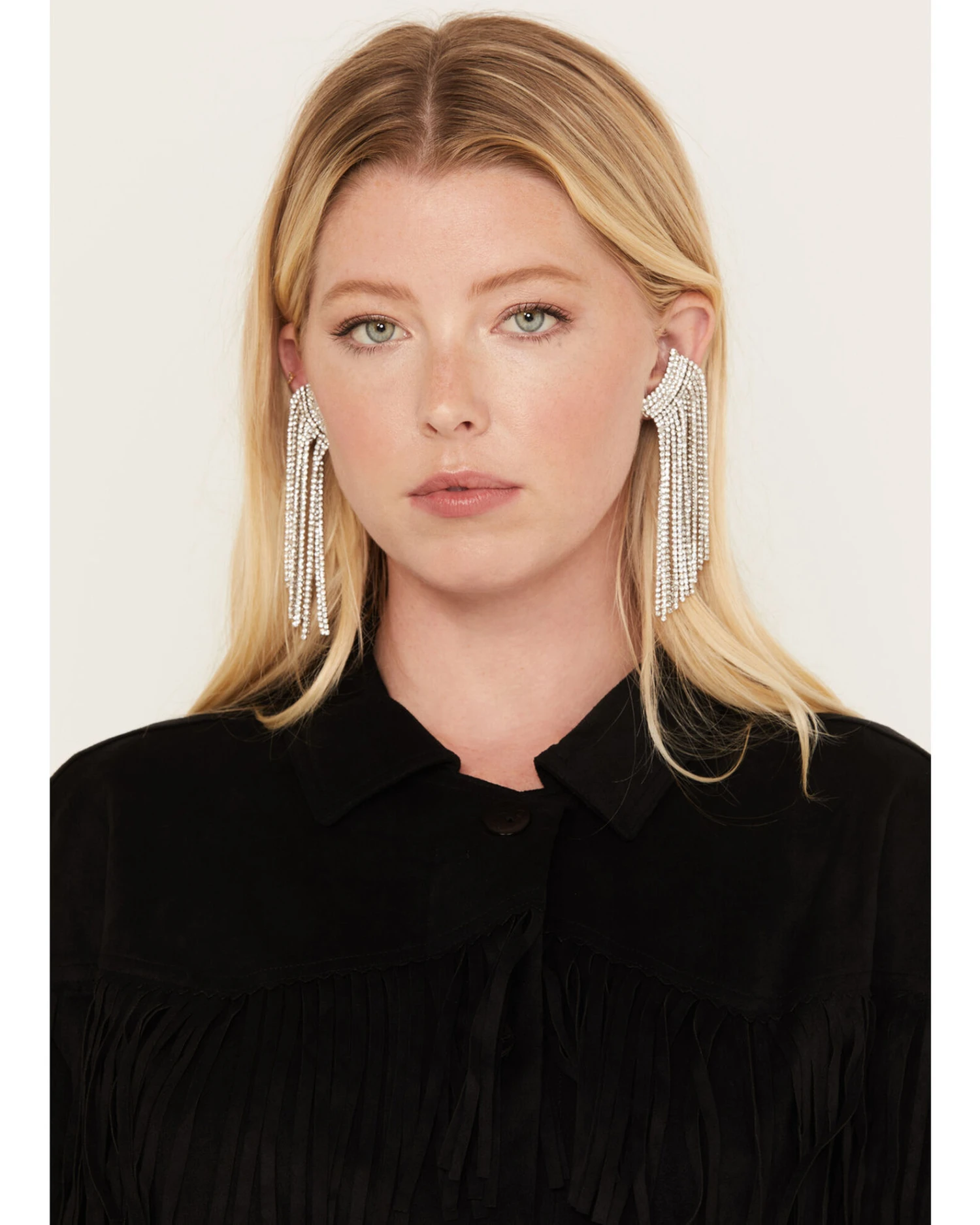 Wonderwest Women's Rhinestone Fringe Ear Crawler Earrings 5 Wonderwest Women's Rhinestone Fringe Ear Crawler Earrings - Image 3