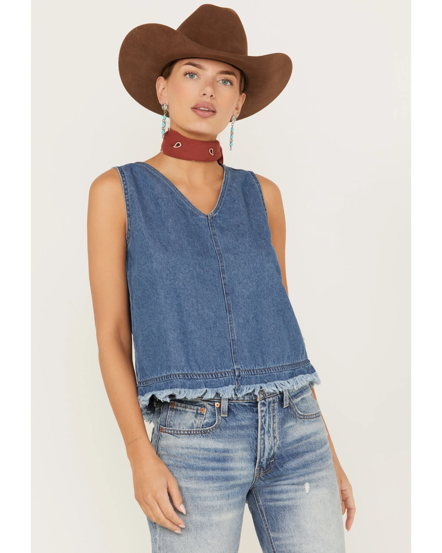 Wrangler Women's Denim Frayed Tank 3 Wrangler Women's Denim Frayed Tank