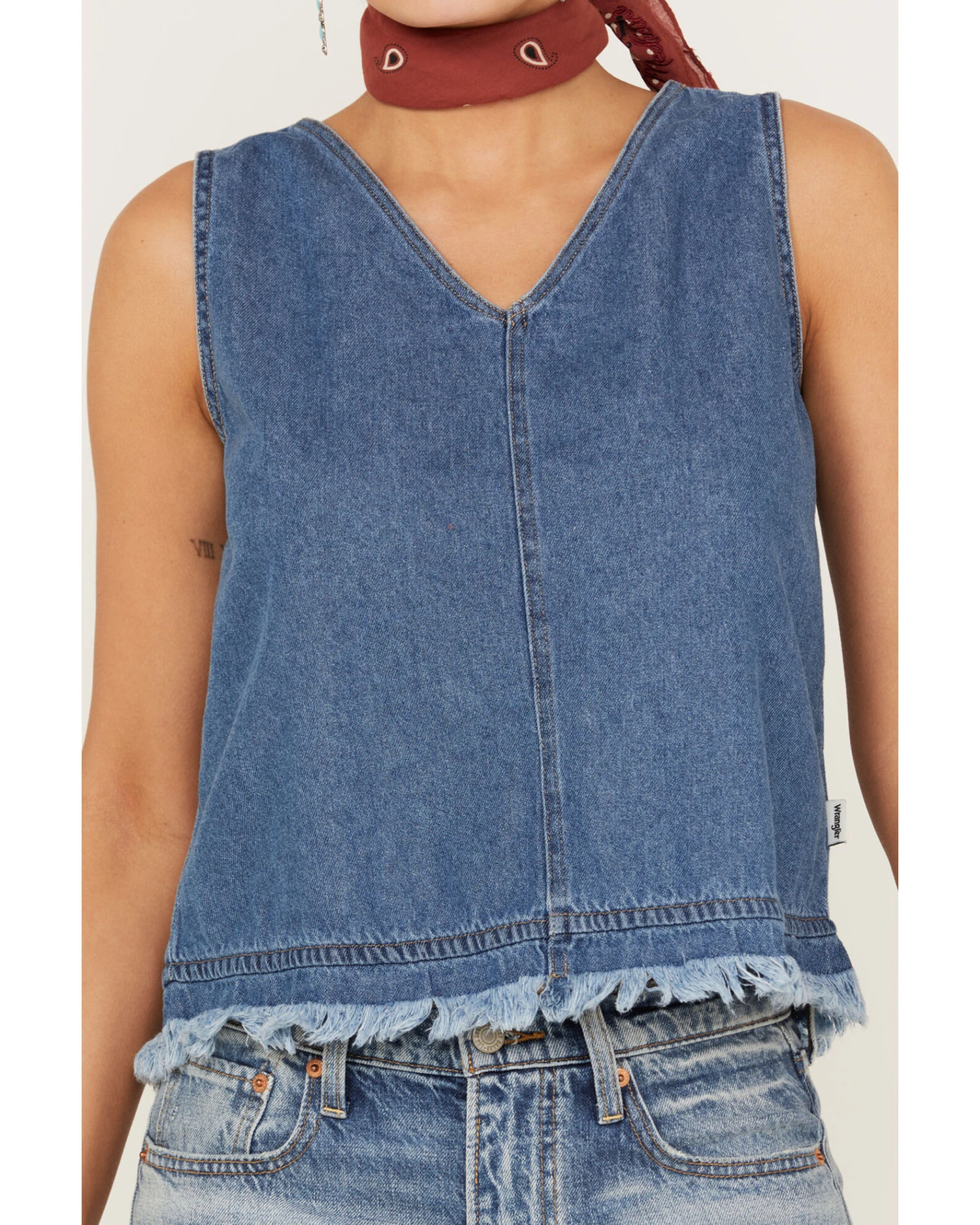 Wrangler Women's Denim Frayed Tank 4 Wrangler Women's Denim Frayed Tank - Image 2