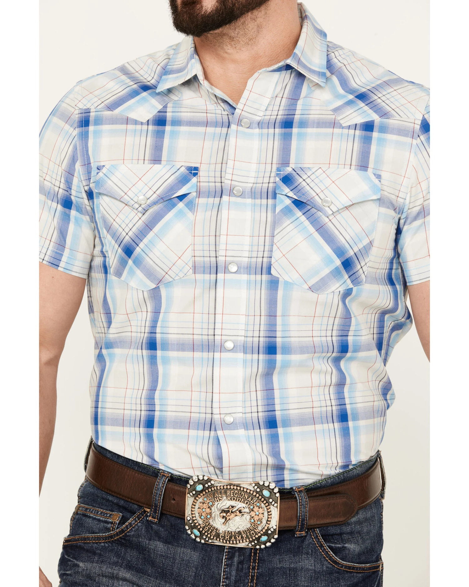 Pendleton Men's Frontier Plaid Short Sleeve Western Pearl Snap Shirt 6 Pendleton Men's Frontier Plaid Short Sleeve Western Pearl Snap Shirt - Image 4