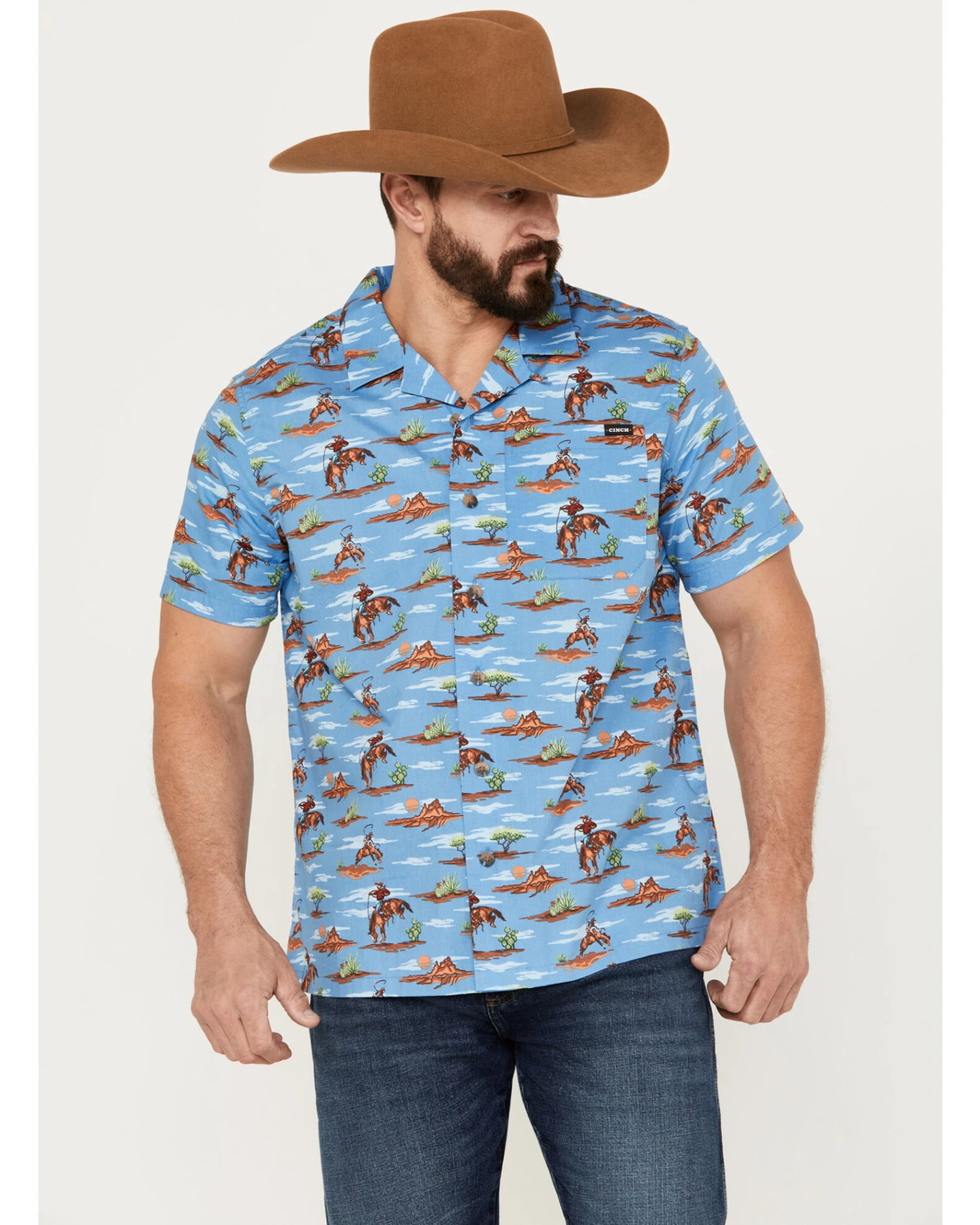 Cinch Men's Camp Tumbleweed Cowboy Short Sleeve Button-Down Western Shirt 6 Cinch Men's Camp Tumbleweed Cowboy Short Sleeve Button-Down Western Shirt - Image 4