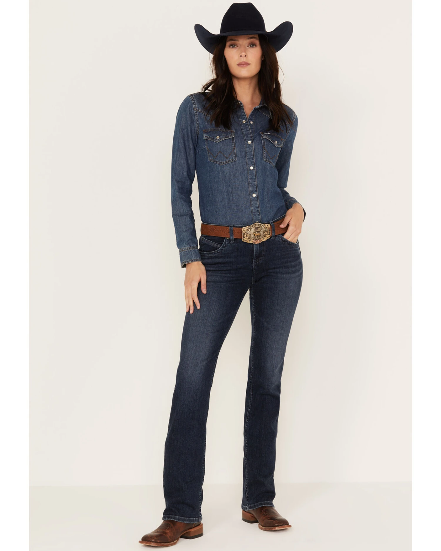 Wrangler Women's Mid Rise Q-Baby Dark Wash Bootcut Ultimate Riding Jeans 6 Wrangler Women's Mid Rise Q-Baby Dark Wash Bootcut Ultimate Riding Jeans - Image 4