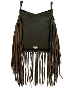 American West Women's Pony Hair-On Studded Fringe Crossbody