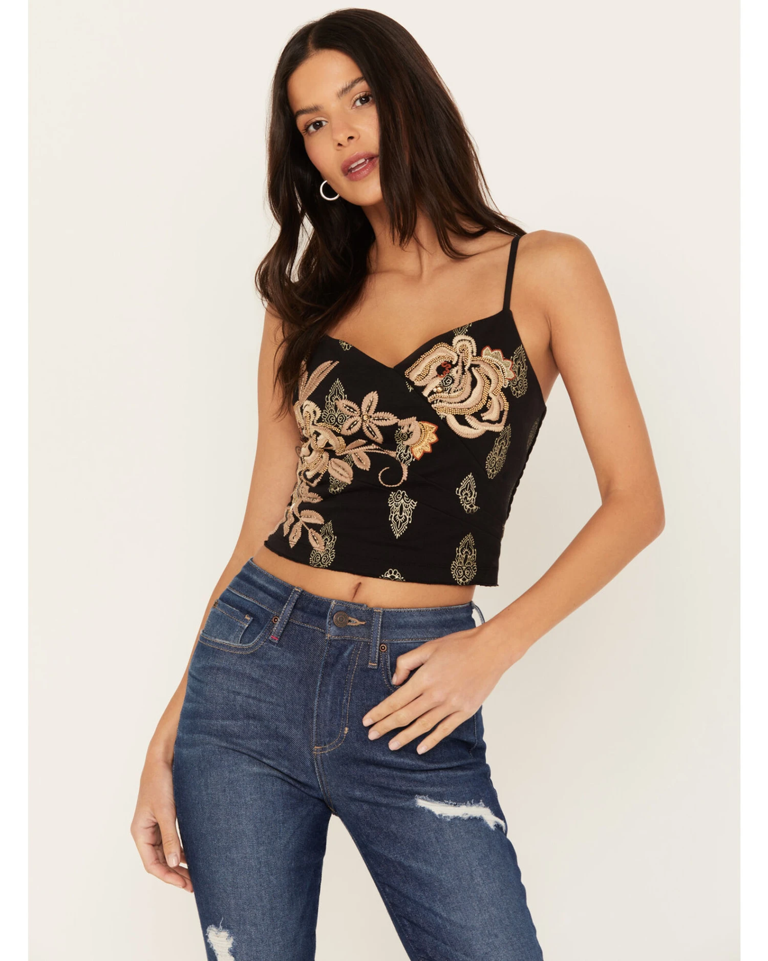 Idyllwind Women's Jessamine Embroidered Smocked Back Crop Top 4 Idyllwind Women's Jessamine Embroidered Smocked Back Crop Top - Image 2