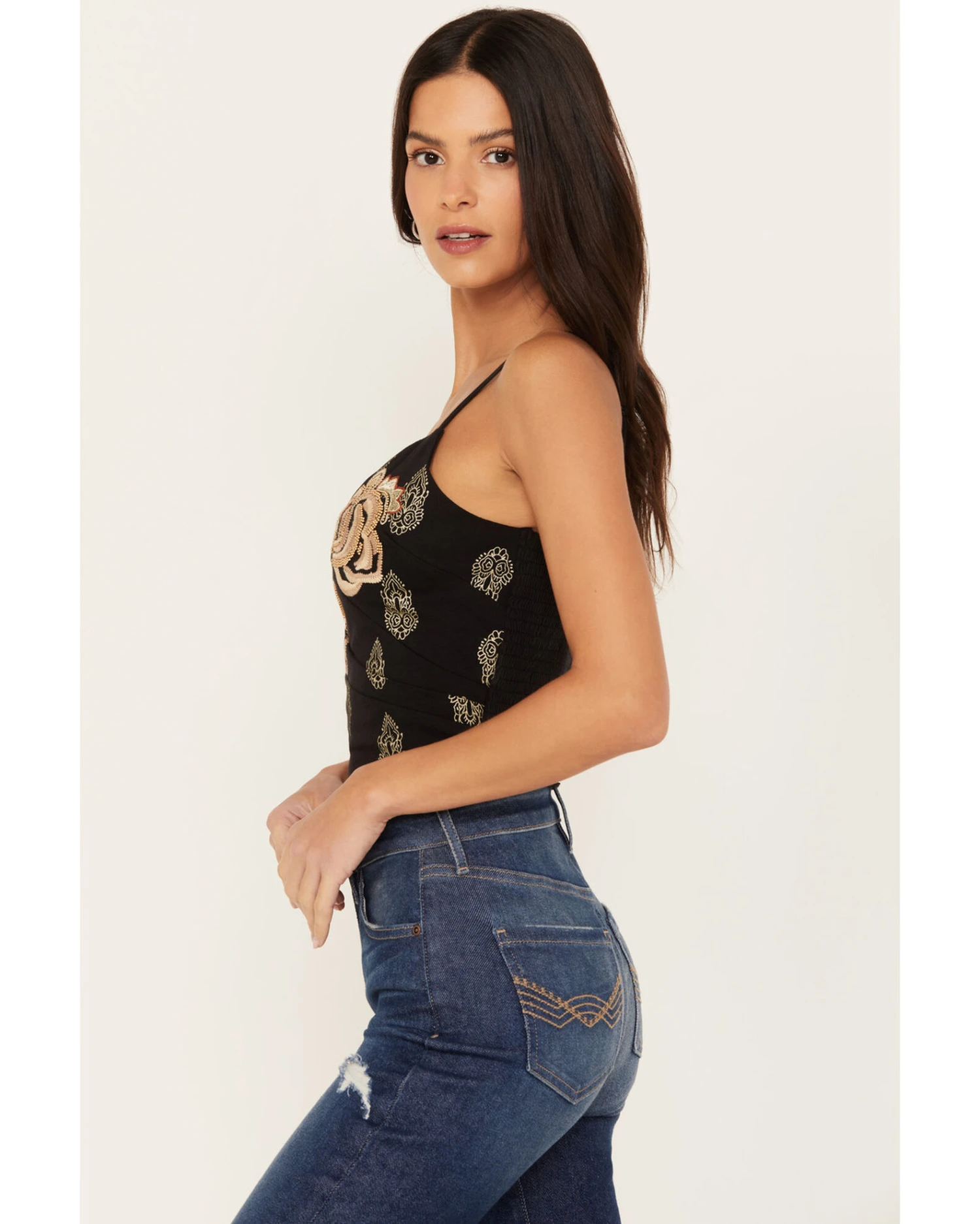 Idyllwind Women's Jessamine Embroidered Smocked Back Crop Top 5 Idyllwind Women's Jessamine Embroidered Smocked Back Crop Top - Image 3