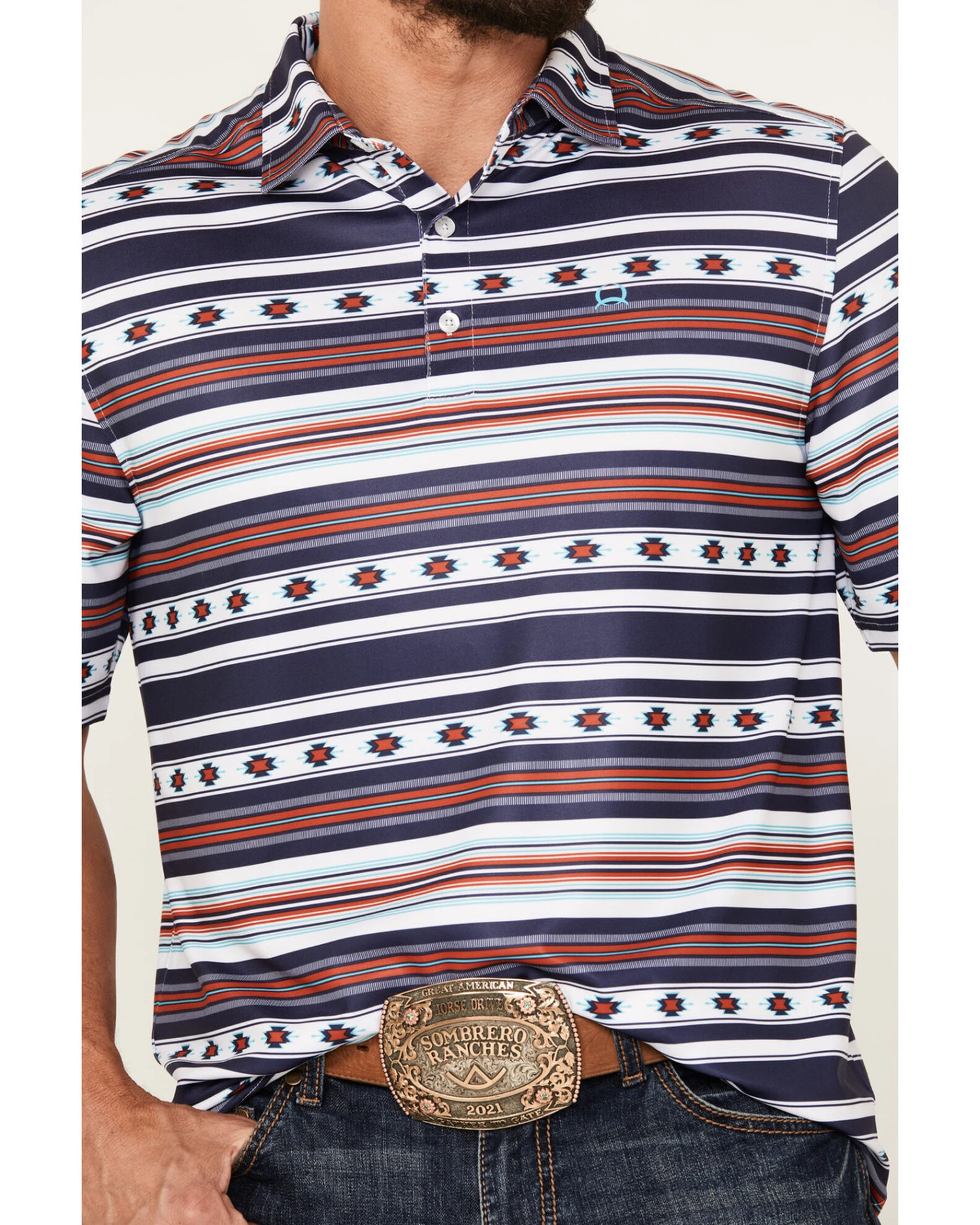 Cinch Men's ARENAFLEX Striped Southwestern Short Sleeve Polo 4 Cinch Men's ARENAFLEX Striped Southwestern Short Sleeve Polo - Image 2