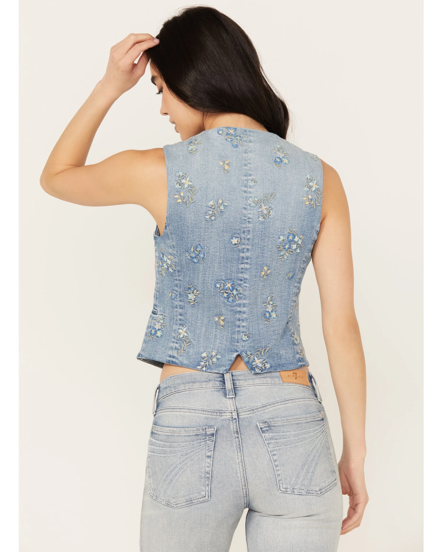 Driftwood Women's Nola Sky Light Wash Floral Print Denim Vest 3 Driftwood Women's Nola Sky Light Wash Floral Print Denim Vest