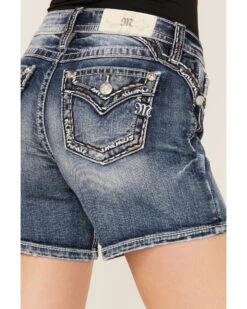 Miss Me Women's Dark Wash Mid Rise Border Cuffed Denim Shorts 9 Miss Me Women's Dark Wash Mid Rise Border Cuffed Denim Shorts -Western Cowboy Equipment Store 2000387025 416 P2