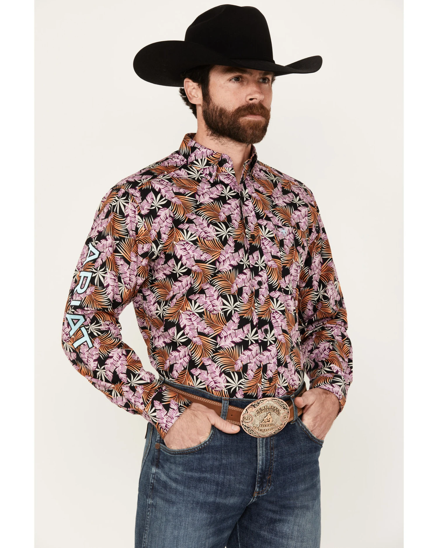 Ariat Men's Team Patterson Floral Print Classic Fit Embroidered Logo Long Sleeve Button-Down Western Shirt 6 Ariat Men's Team Patterson Floral Print Classic Fit Embroidered Logo Long Sleeve Button-Down Western Shirt - Image 4