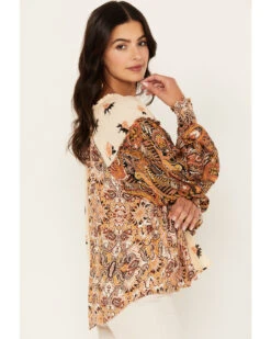Free People Women's Gemini Pieced Western Blouse