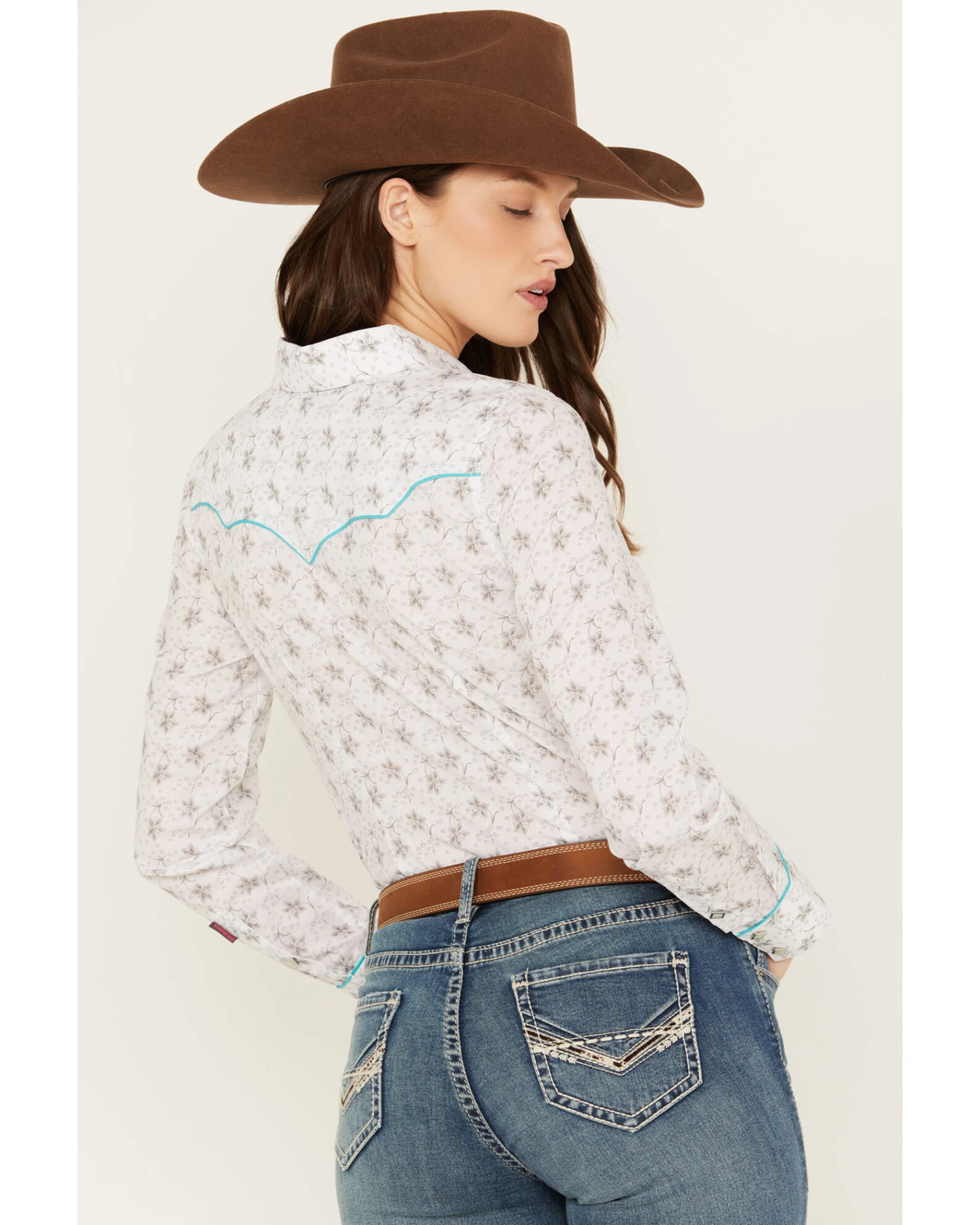 Rock & Roll Denim Women's Floral Long Sleeve Pearl Snap Western Shirt 3 Rock & Roll Denim Women's Floral Long Sleeve Pearl Snap Western Shirt