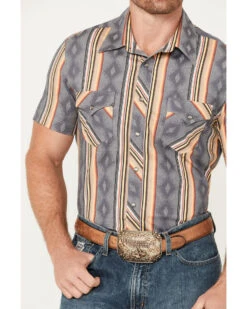 Rock & Roll Denim Men's Serape Striped Print Short Sleeve Stretch Pearl Snap Western Shirt -Western Cowboy Equipment Store 2000387738 020 P2