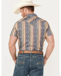 Rock & Roll Denim Men's Serape Striped Print Short Sleeve Stretch Pearl Snap Western Shirt -Western Cowboy Equipment Store 2000387738 020 P4