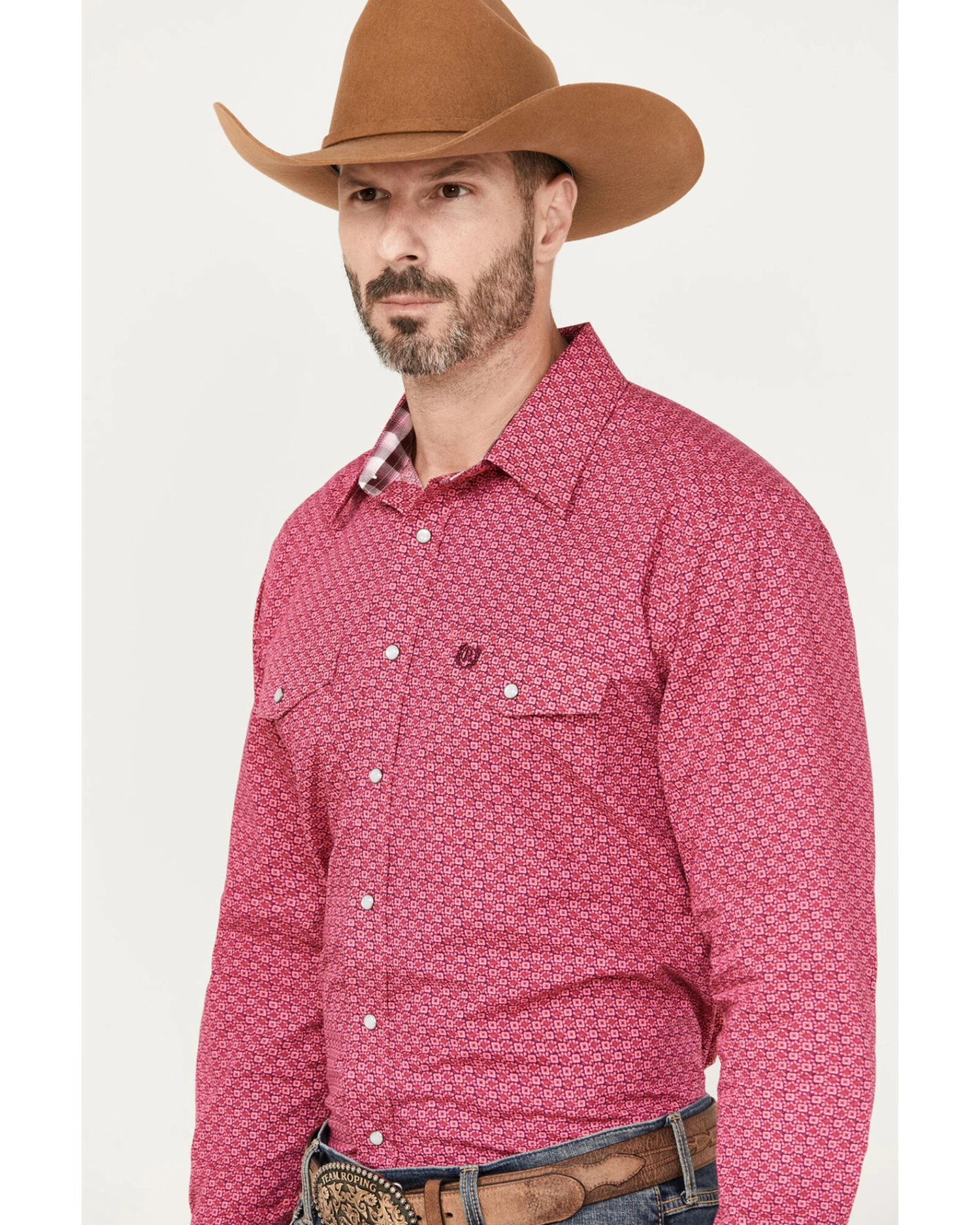Panhandle Select Men's Geo Print Long Sleeve Pearl Snap Western Shirt 6 Panhandle Select Men's Geo Print Long Sleeve Pearl Snap Western Shirt - Image 4