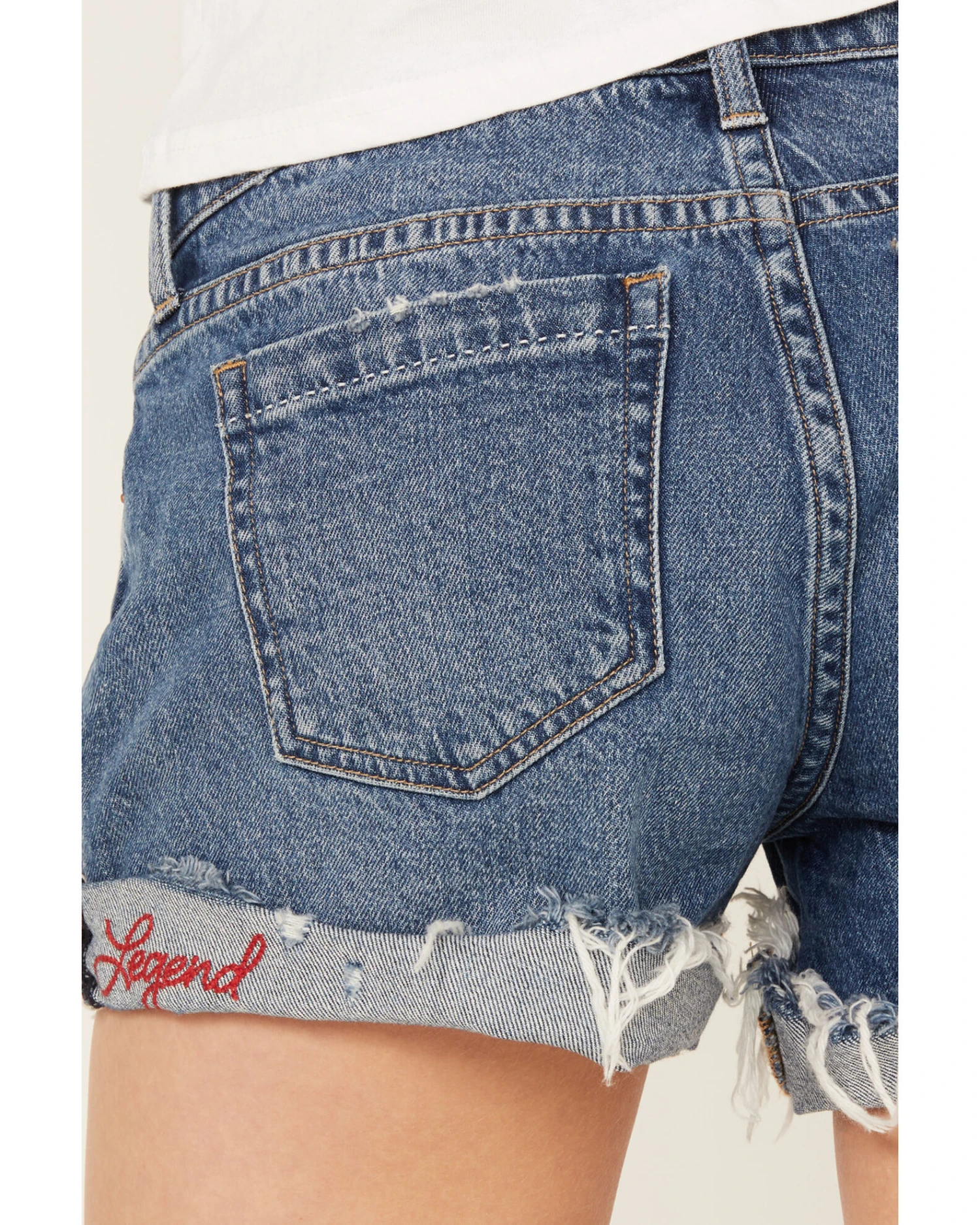 Lucky Brand Women's Medium Wash Seeing Stars Low Rise Distressed Shorts 5 Lucky Brand Women's Medium Wash Seeing Stars Low Rise Distressed Shorts - Image 3