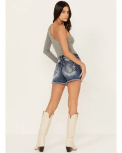 Miss Me Women's Dark Wash High Rise Star Paisley Patch Print Frayed Shorts 8 Miss Me Women's Dark Wash High Rise Star Paisley Patch Print Frayed Shorts -Western Cowboy Equipment Store 2000388609 401 P3