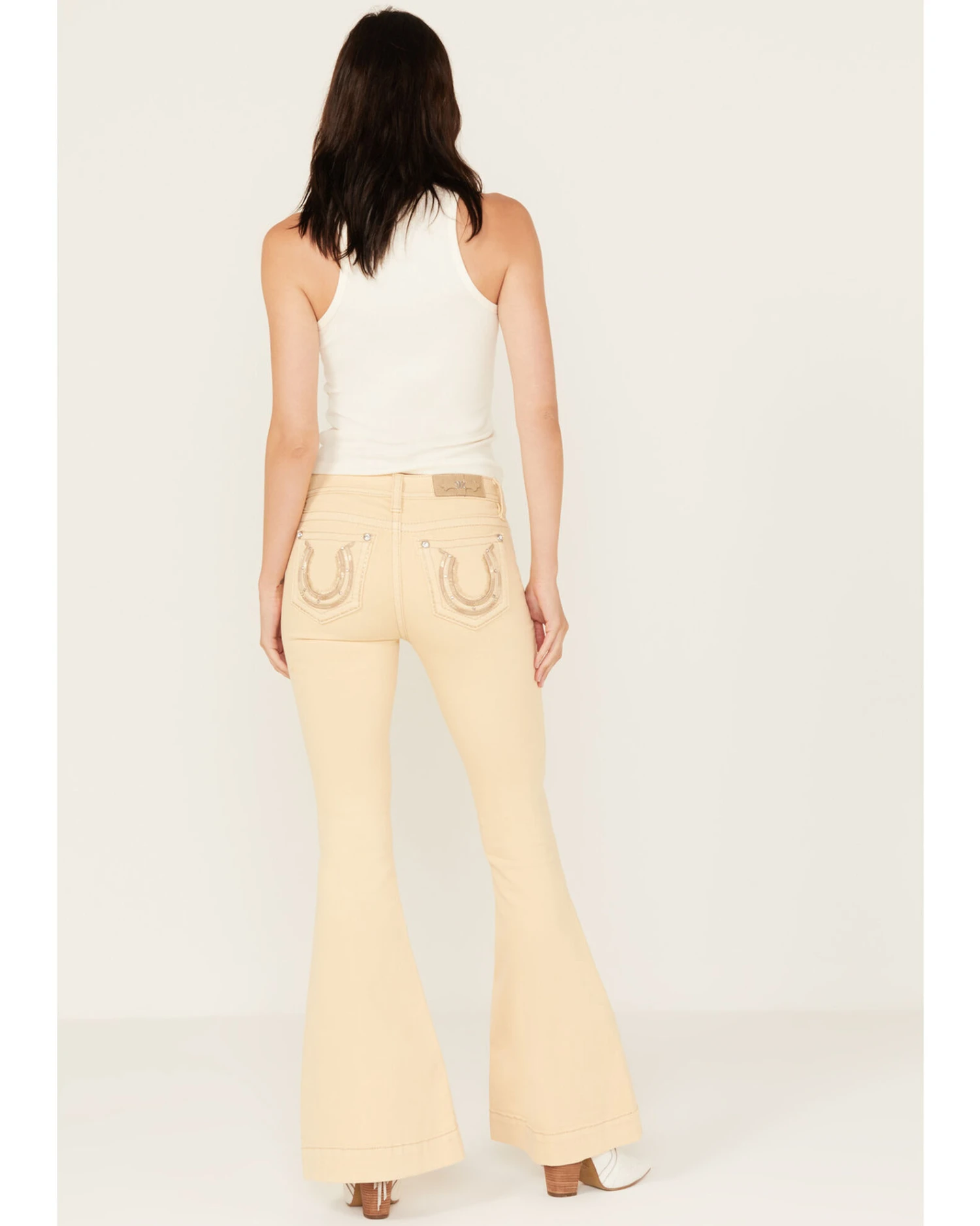 Miss Me Women's Mid Rise Horseshoe Stretch Flare Jeans 4 Miss Me Women's Mid Rise Horseshoe Stretch Flare Jeans - Image 2