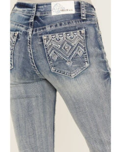 Grace In LA Women's Light Wash Mid Rise Geo Embroidered Pocket Bootcut Jeans 9 Grace In LA Women's Light Wash Mid Rise Geo Embroidered Pocket Bootcut Jeans -Western Cowboy Equipment Store 2000389001 412 P2